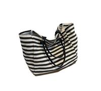 Large Mesh Beach Bag,Eco-Friendly Beach Bag Casual Striped Canvas Bag For Women Large Capacity Shoulder Bag Daily Shopping Totes Student Bookbag For School Travel Beach Bag
