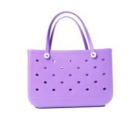 Large Mesh Beach Bag,Eco-Friendly Beach Bag Extra Large Bag Summer EVA Beach Bag Basket Women Picnic Tote Bag Holes Waterproof Handbag Pouch Shopping Shoulder Bag(Purple,35 30 12)