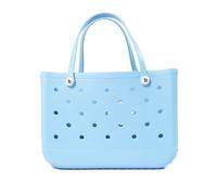 Large Mesh Beach Bag,Eco-Friendly Beach Bag Extra Large Bag Summer EVA Beach Bag Basket Women Picnic Tote Bag Holes Waterproof Handbag Pouch Shopping Shoulder Bag(Sky blue,35 30 12)