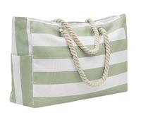Large Mesh Beach Bag,Eco-Friendly Beach Bag Striped Canvas Summer Beach Bag, Large Capacity Shopping Bag, Fashion Tote Bag For Travel,Ideal For Beach, Travel, & Camping(Green and White)