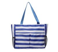 Large Mesh Beach Bag,Eco-Friendly Beach Bag Style Art Contrast Waterproof Canvas Tote Bag Large Capacity Shoulder Lazy Shopping Beach Bag(Blue)