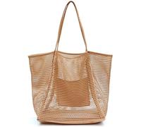 Large Mesh Beach Bag,Eco-Friendly Beach Bag Women Large Capacity Mesh Beach Travel Shoulder Bag Casual Shopper Totes Children's Beach Toy Storage Bag Ladies Handbag Net Bag
