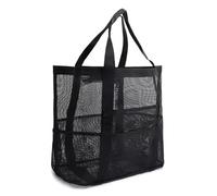 Large Mesh Beach Bag,Eco-Friendly Beach Bag Women's Transparent Mesh Shopping Totes Fashion Light And Versatile Large-capacity Portable Handbag Beach Mesh Bag Shoulder Bag(Black)