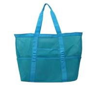 Large Mesh Beach Bag,Eco-Friendly Beach Bag Women's Transparent Mesh Shopping Totes Fashion Light And Versatile Large-capacity Portable Handbag Beach Mesh Bag Shoulder Bag(Blue)