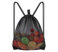 Large Mesh Drawstring Bag, Black Drawstring Backpack Bags Sports Team Gym Ball Bag Mesh Draw String Bag for Swimming, Laundry, Clothes, Pool, Beach, Travel 45×60cm
