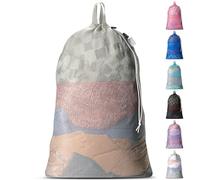 Large Mesh Laundry Bag - Carry Handles, Secure Drawstring Closure, Machine Washable, Spacious Storage, Durable Soft Mesh Net Material, College Dorm, Camp, Laundromat. (Grey)
