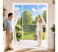 Large Mesh Screen Door for Patio 160x245cm Foldable Design for Easy Storage During the Off-Season Easy Hands-Free Passage When Carrying Trays or Drinks White