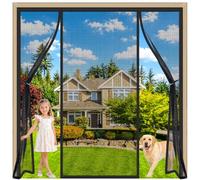 Large Mesh Screen Door for Patio Black 310x200cm Double Door with Full Frame Hook&Loop Instant Mesh Kids/Pets Walk Through Easily for Modern Homes with Big Glass Doors and Open-Plan layouts