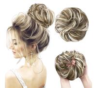 Large Messy Bun Hair Piece, Wavy Curly Scrunchies, Synthetic Chignon Ponytail Hair Extensions for Instant Volume, Thick Updo Hairpieces for Women Brunette/Ash Blonde(M6PH613)