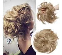 Large Messy Bun Scrunchie Hair Piece Elastic Updo Cover Hair Extension Instant Ponytail Curly 80g 1pc Tousled Synthetic Hairpiece Thick Hair Donut for Women Ash Blonde