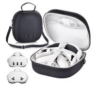 Large Meta Quest 3/3S luggage hard protective case suitable for Meta Quest 3/Quest 3S storage bag compatible with official original/Elite shoulder strap VR accessories travel storage bag (gray)