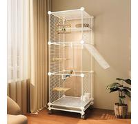Large Metal 5-Tier Cage with Universal Wheels - Sturdy and Spacious Habitat for Adult Rats, Ferrets, Chinchillas, Guinea Pigs, and Large Hamsters