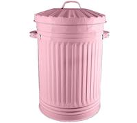 Large Metal Bin 110L Pink Retro Bin Metal Dustbin with Lid Suitable for Indoor or Outdoor - Classic Bin Steel Dustbin for Animal Feed, General Waste, Storage and More - Pink - 110 Litre