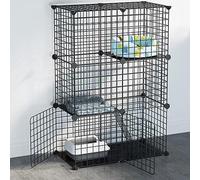 Large Metal Cat Cage for Indoor and Outdoor Use, Double Detachable Design, DIY Pet Exercise Space for Cats, Guinea Pigs, Puppies, Chinchillas, and Ferrets