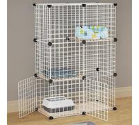 Large Metal Cat Cage for Indoor and Outdoor Use, Double Detachable Design, DIY Pet Exercise Space for Cats, Guinea Pigs, Puppies, Chinchillas, and Ferrets