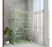 Large Metal Cat Cage Indoor, Free-joined Pet Crate with Widened Floor and Movable Latch, Ideal for Adult Cats and Kittens, 100 x 65 x 179cm