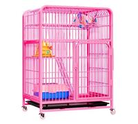 Large Metal Cat Cage on Locking Wheels, Exquisite Cat Villa with Pull-Out Litter Tray, Platforms Cozy Hideout(Pink,78 * 55 * 110cm)