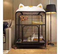 Large Metal Cat Cage with Rolling Base, Multi-Level Platform & Tray - Spacious Indoor Enclosure for Kittens, Puppies, Ferrets, Chinchillas & Small Pets