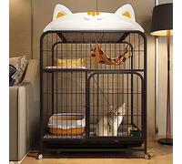 Large Metal Cat Cage with Rolling Base, Multi-Level Platform & Tray - Spacious Indoor Enclosure for Kittens, Puppies, Ferrets, Chinchillas & Small Pets