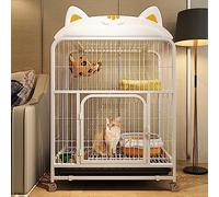 Large Metal Cat Cage with Rolling Base, Multi-Level Platform & Tray - Spacious Indoor Enclosure for Kittens, Puppies, Ferrets, Chinchillas & Small Pets