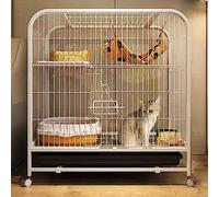 Large Metal Cat Cage with Rolling Base, Multi-Level Platform & Tray - Spacious Indoor Enclosure for Kittens, Puppies, Ferrets, Chinchillas & Small Pets