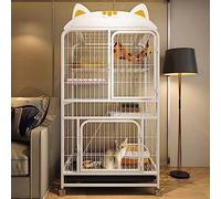 Large Metal Cat Cage with Rolling Base, Multi-Level Platform & Tray - Spacious Indoor Enclosure for Kittens, Puppies, Ferrets, Chinchillas & Small Pets