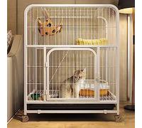 Large Metal Cat Cage with Rolling Base, Multi-Level Platform & Tray - Spacious Indoor Enclosure for Kittens, Puppies, Ferrets, Chinchillas & Small Pets