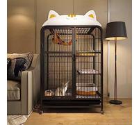 Large Metal Cat Cage with Rolling Base, Multi-Level Platform & Tray - Spacious Indoor Enclosure for Kittens, Puppies, Ferrets, Chinchillas & Small Pets