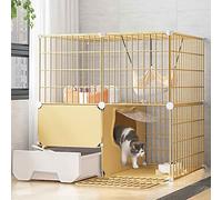 Large Metal - Cat Cages Indoor/Outside with Litter Tray, Cat Houses & Condos,small Animal Cage, Black/Yellow, Various Sizes
