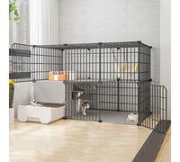 Large Metal - Cat Cages Indoor/Outside with Litter Tray, Cat Houses & Condos,small Animal Cage, Black/Yellow, Various Sizes