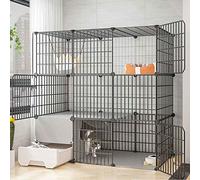 Large Metal - Cat Cages Indoor/Outside with Litter Tray, Cat Houses & Condos,small Animal Cage, Black/Yellow, Various Sizes