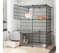 Large Metal - Cat Cages Indoor/Outside with Litter Tray, Cat Houses & Condos,small Animal Cage, Black/Yellow, Various Sizes,B-black