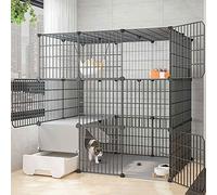 Large Metal - Cat Cages Indoor/Outside with Litter Tray, Cat Houses & Condos,small Animal Cage, Black/Yellow, Various Sizes