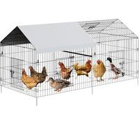 Large Metal Chicken Coop, 2.2x1m Heavy Duty Walk in Chicken Run with Waterproof and Anti-Uv Cover, Chicken Coop Run, Outdoor Backyard Farm Enclosure for Small Animals,Rabbits, Ducks, Grey