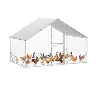 Large Metal Chicken Coop, 3W x 2L x 2H m Walk-in Chicken Run with Waterproof & UV-Resistant Cover, Galvanised Steel Poultry Hen House with Double Door & Reinforced Support for Outdoor Garden Farm Yard