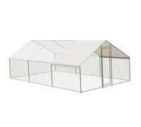 Large Metal Chicken Coop, 3W x 6L x 2H m Walk-in Chicken Run with Waterproof & UV-Resistant Cover, Galvanised Steel Poultry Hen House with Double Door & Reinforced Support for Outdoor Garden Farm Yard