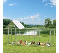 Large Metal Chicken Coop, Chicken Run with Waterproof and UV-Resistant Roof, Poultry Shade Cage with Heavy Duty Steel Frame, Walk-in Hen House for Hens, Ducks, Rabbits, Dogs 300 x 100 x 150 cm