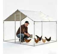 Large Metal Chicken Coops, Heavy Duty Galvanized Steel Cage with Waterproof Cover for Hens,Ducks,Rabbits(2x3x2m)