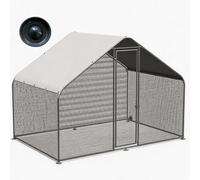 Large Metal Chicken Coops, Heavy Duty Galvanized Steel Cage with Waterproof Cover Includes Chicken Feeder for Hens Ducks Rabbits(2x3x2m)