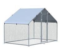 Large Metal Chicken Coops, Heavy Duty Galvanized Steel Cage with Waterproof Cover Outdoor farm Use(2x3x2m)