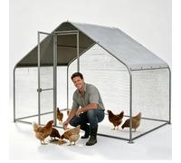 Large Metal Chicken Coops, Heavy Duty Galvanized Steel Cage with Waterproof Cover, Sun Protection Cover Duck Rabbit(2x3x2m)