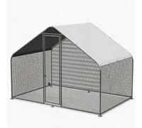 Large Metal Chicken Coops, Walk-in Poultry Cage Waterproof Roof Lockable Door Outdoor Farm Use(2x3x2m)