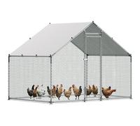 Large Metal Chicken Coops, Waterproof Cover Galvanized Steel Walk-in Chicken Run Outdoor Farm Use（2x3x2m）(4x3x2m)