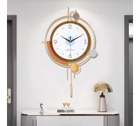 Large Metal Creative Wall Clocks Decor Modern Silent Big Wall Clock Non Ticking Battery Operated Quartz Clock for Living Room Kitchen Bedroom Decorative Bathroom Outdoor Indoor 15 * 23 Inch Orange