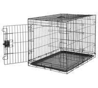 Amazon Basics Large Metal Dog Crate/Cage with Tray, Durable and Foldable Dog Cage with Single Door, Black, Large 91cm (36")