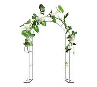 Large Metal Garden Arch for Climbing Plants Adjustable 80 350cm Wedding Trellis Round Pergola Arbor White Steel Structure (L350xW40xH220cm)
