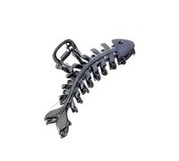Large Metal Hair Claw Clip Fish Bone Irregular Hairpins Punk Style Silver Hair Claws Barrettes Women HairClip(Black)