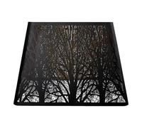 Large Metal Lampshade, Rectangle Lampshade 9 x 12 x 9 in / 22.9 x 30.5 x 22.9 cm, Etched Forest Pattern and Hollow Carved Design, Black Gold Finish, Decorative Shade for Floor Lamp and Table Lamp