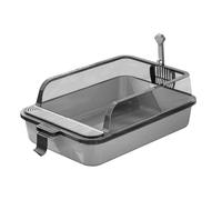 Large Metal Litter Tray, Metal Litter Tray with Scoop, Stainless Steel Open Top Litters Box with Detachable Rim, High Sided, Anti-Leakage, Easy Cleaning, Odour-Resistant, Cats Trays