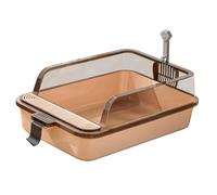 Large Metal Litter Tray, Metal Litter Tray with Scoop, Stainless Steel Open Top Litters Box with Detachable Rim, High Sided, Anti-Leakage, Easy Cleaning, Odour-Resistant, Cats Trays